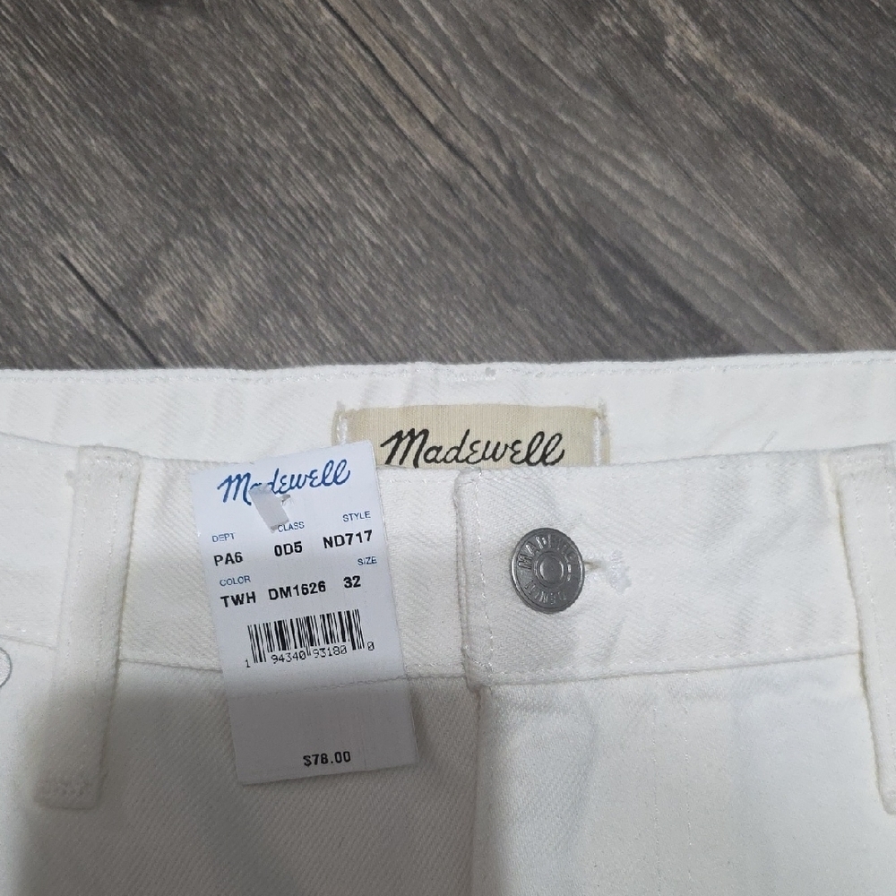 NWT Madewell White Raw-Hem Denim Cutoff Shorts - Women Size 32 - Picture 2 of 6